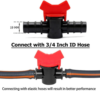 3/4" Drip Irrigation Switch Valve Barbed Ball Valve for Garden Drip Irrigation Aquarium (6 Pcs) V1258-DP02-E-222