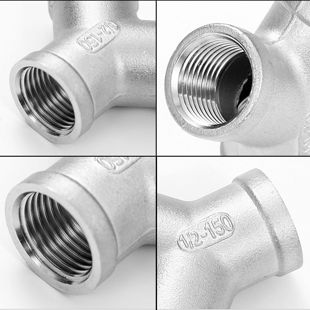 1/2" Female NPT Y Shape Adapter Cast Pipe Fitting 304 Stainless Steel 3 Way Connector (Pack of 2) V1258-DP02-E-229