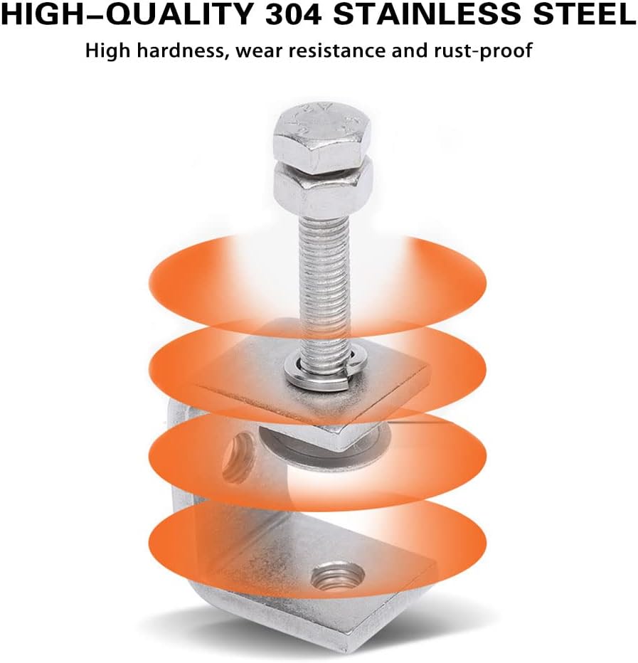4pcs Heavy Duty Stainless Steel C-Clamp, 30MM Wide Jaw Openings, 0-25MM Clamping Range, M8 Threaded Hole, V1258-DP02-E-232