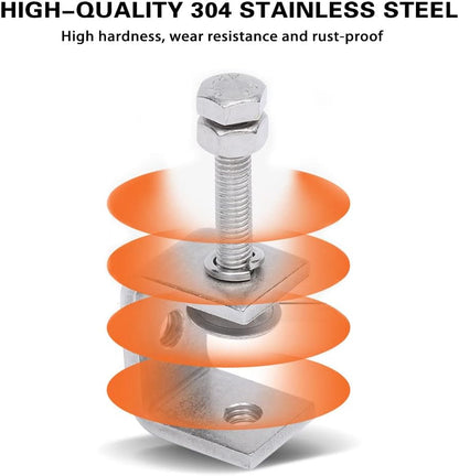 4pcs Heavy Duty Stainless Steel C-Clamp, 30MM Wide Jaw Openings, 0-25MM Clamping Range, M8 Threaded Hole, V1258-DP02-E-232