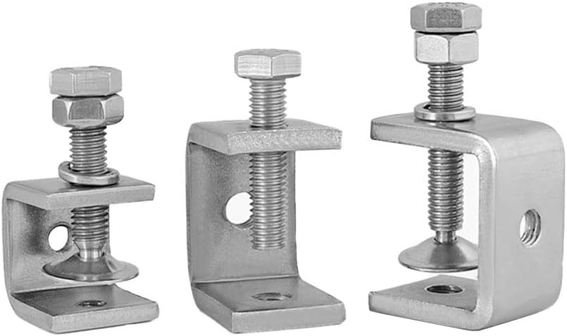4pcs Heavy Duty Stainless Steel C-Clamp, 30MM Wide Jaw Openings, 0-25MM Clamping Range, M8 Threaded Hole, V1258-DP02-E-232