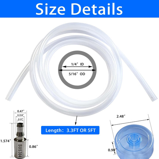 Food Grade Silicone Water Pump Hose and Weight Block Set, 3.3FT Silicone Tubing for 5 Gallon Water Bottle V1258-DP02-E-235