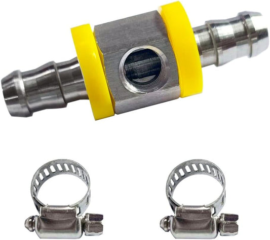 3/8" Fuel Line Fuel Pressure Barbed Ph Lock T-Fitting Adapter with 1/8-27 NPT Sensor Port 304 Stainless Steel V1258-DP02-E-236