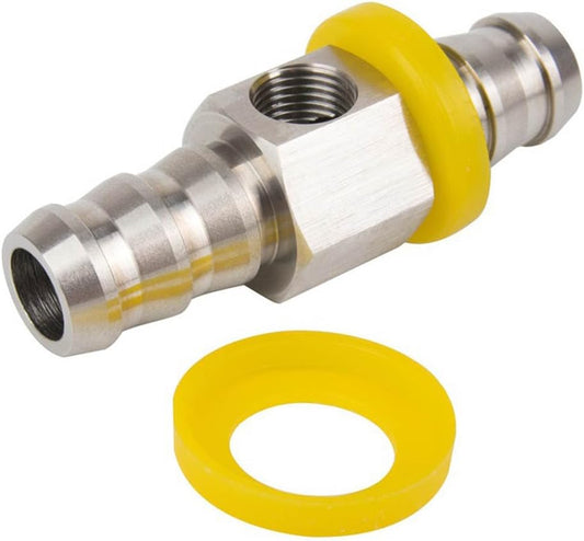 3/8" Fuel Line Fuel Pressure Barbed Ph Lock T-Fitting Adapter with 1/8-27 NPT Sensor Port 304 Stainless Steel V1258-DP02-E-236