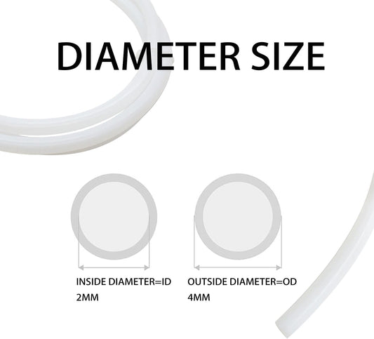 PTFE Teflon Tubing, 2mm ID X 4mm OD White Connector Tube for 1.75mm Filament for 3D Printer(10FT Length) V1258-DP02-E-242