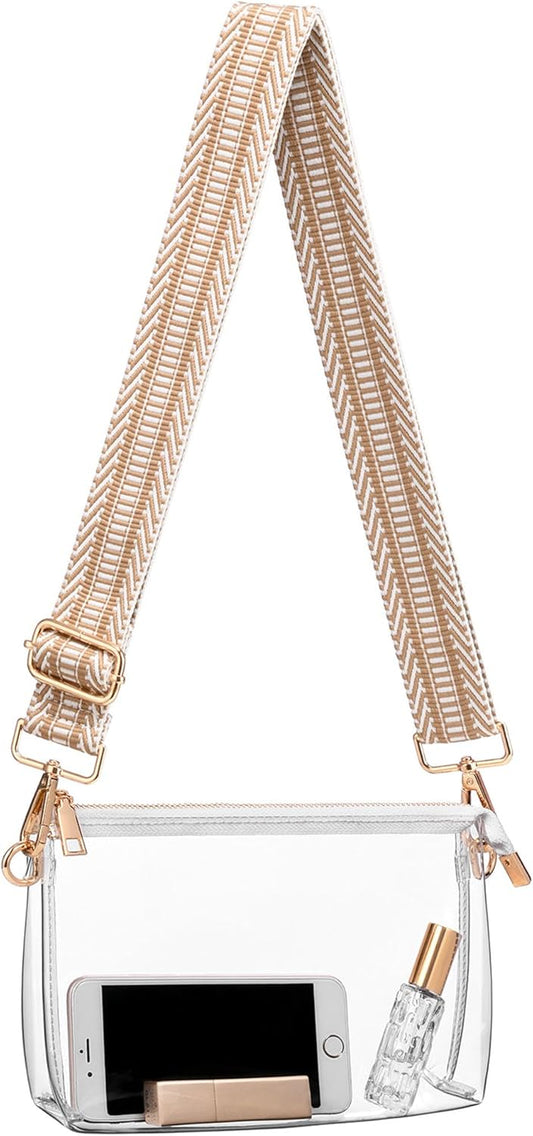 Clear Purse for Women - Stadium Approved Crossbody Bag, Small Stadium Bag for Concerts & Sports Events V1258-DP02-E-244