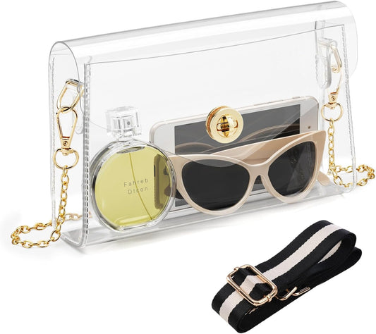 Clear Purse for Women, Clear Bag for Stadium Events, Crossbody Bag Stadium Approved for Sports Concerts V1258-DP02-E-246