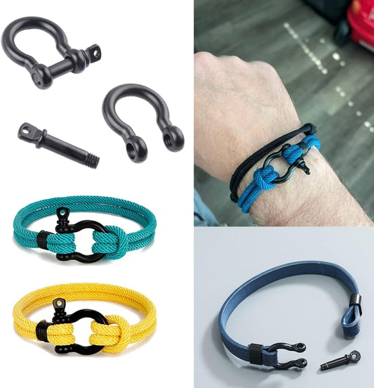 CooBigo Metal Silver Bow Shackle for Emergency Survival Paracord Bracelet Parachute V1258-DP02-E-25