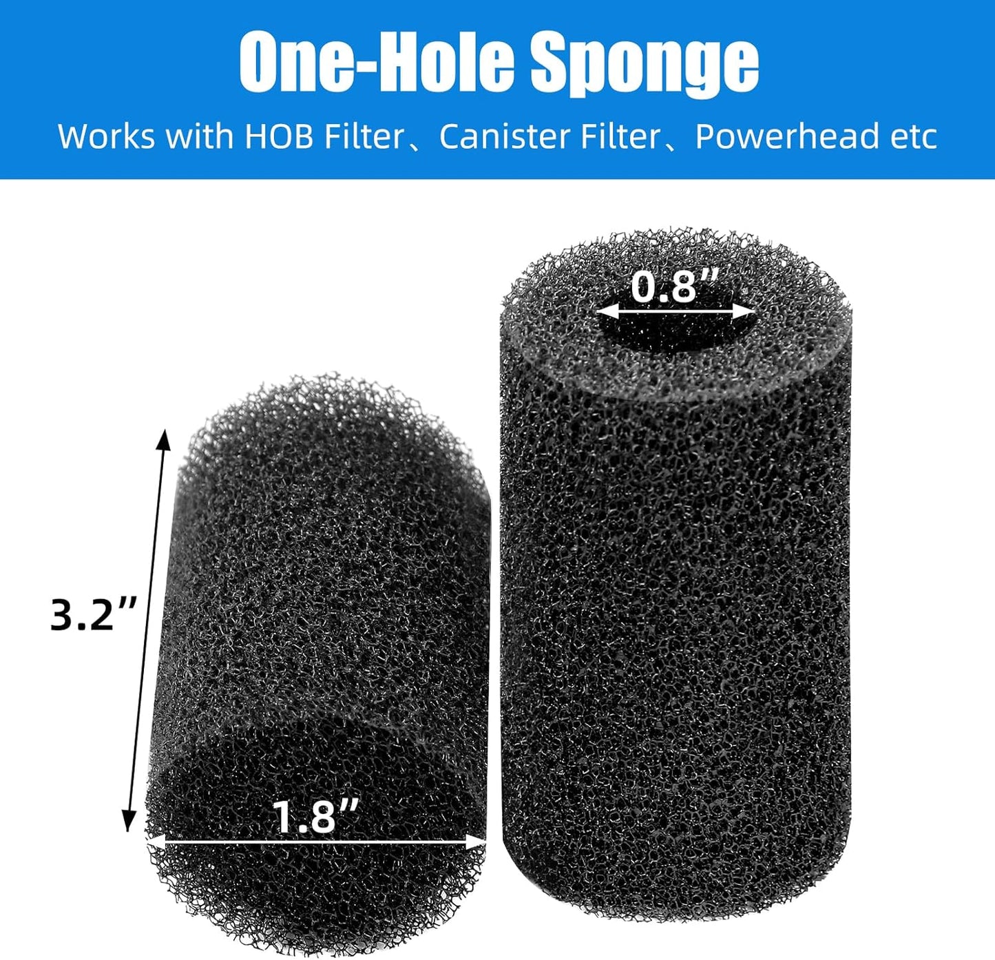 12-Pack Pre-Filter Sponge for Aquarium Shrimp Fry Fish Tank Filter 0.8 Inch Intake, Replacement Foam Cover V1258-DP02-E-258