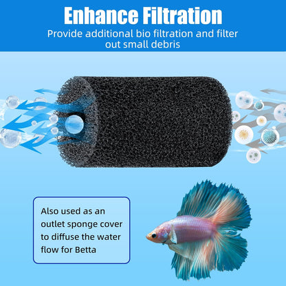 12-Pack Pre-Filter Sponge for Aquarium Shrimp Fry Fish Tank Filter 0.8 Inch Intake, Replacement Foam Cover V1258-DP02-E-258