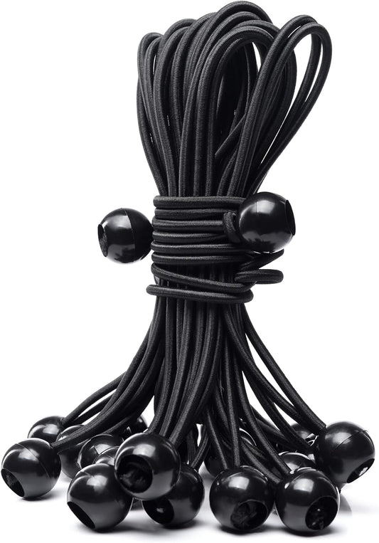 25Pack Length 8 Inch Bungee Cord Ties, Ball Bungee Strap Tarp Tie-Down, Elastic Cord Shock Rope for Outdoor V1258-DP02-E-26
