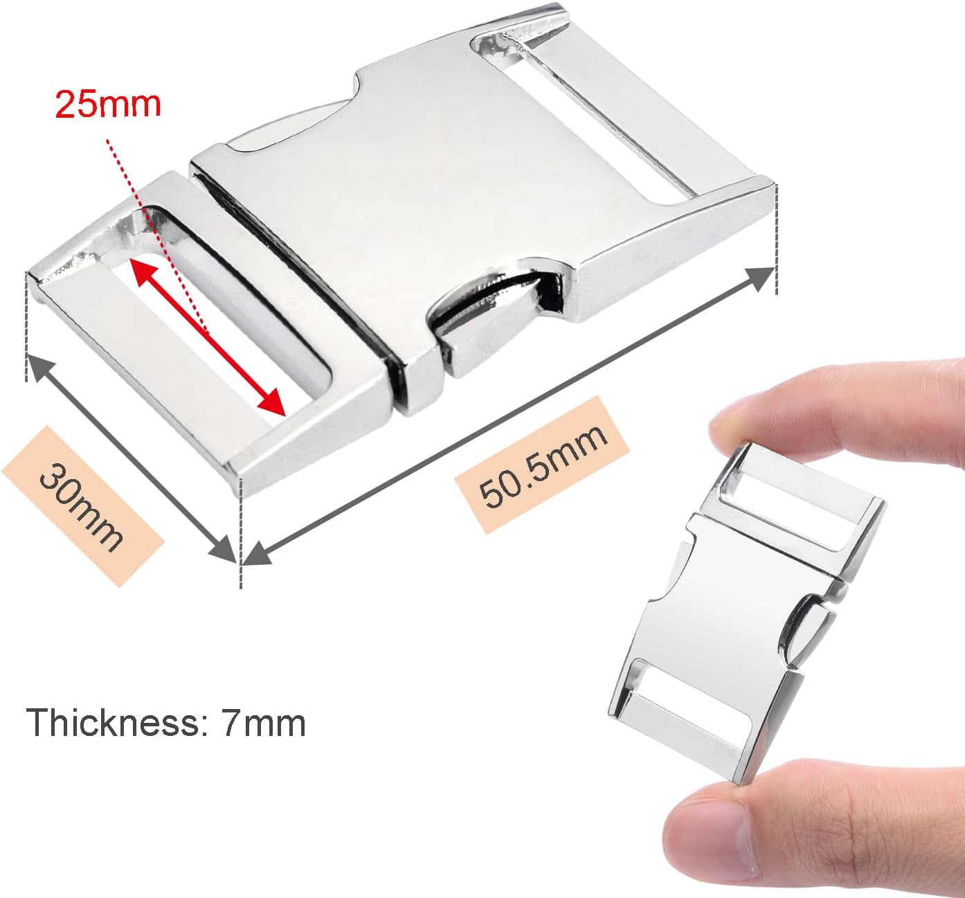 CooBigo Metal Side Release Buckle Webbing Buckle Paracord Bracelet Clasps for Leather Strap Dog Collars V1258-DP02-E-27