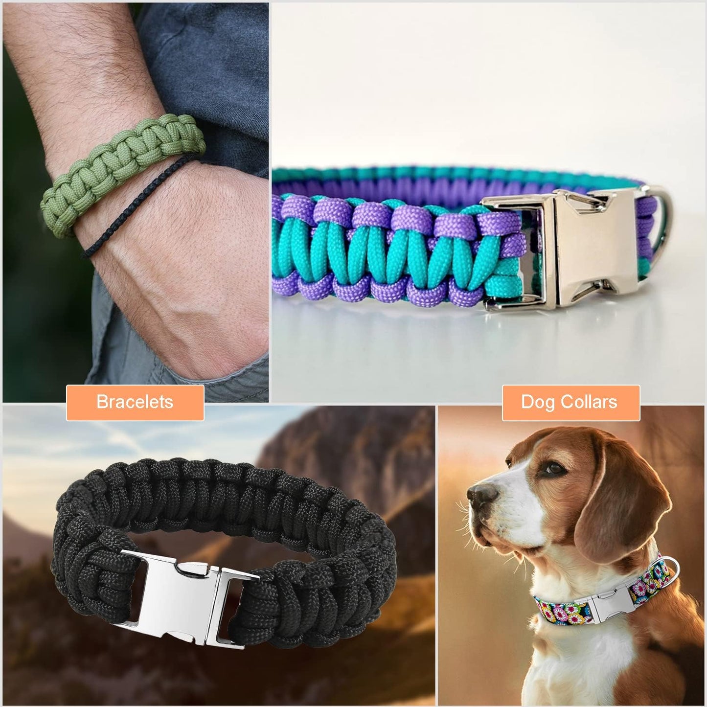 CooBigo Metal Side Release Buckle Webbing Buckle Paracord Bracelet Clasps for Leather Strap Dog Collars V1258-DP02-E-27