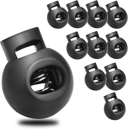 CooBigo 50Pack Single Hole Round Plastic Cord Locks, Spring Toggle Stopper for Drawstring Paracord Elastic V1258-DP02-E-28