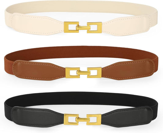 3 Pack Women Skinny Elastic Belts for Dress Waist Belt for Pants Stretch Thin Belt V1258-DP02-E-291
