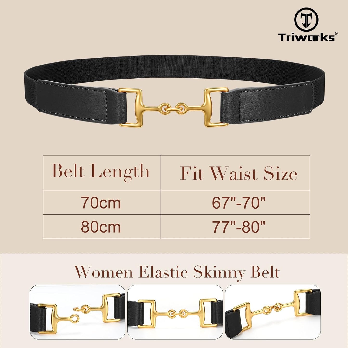 Belts for Women Adjtable Skinny Elastic Belt for Dresses V1258-DP02-E-296