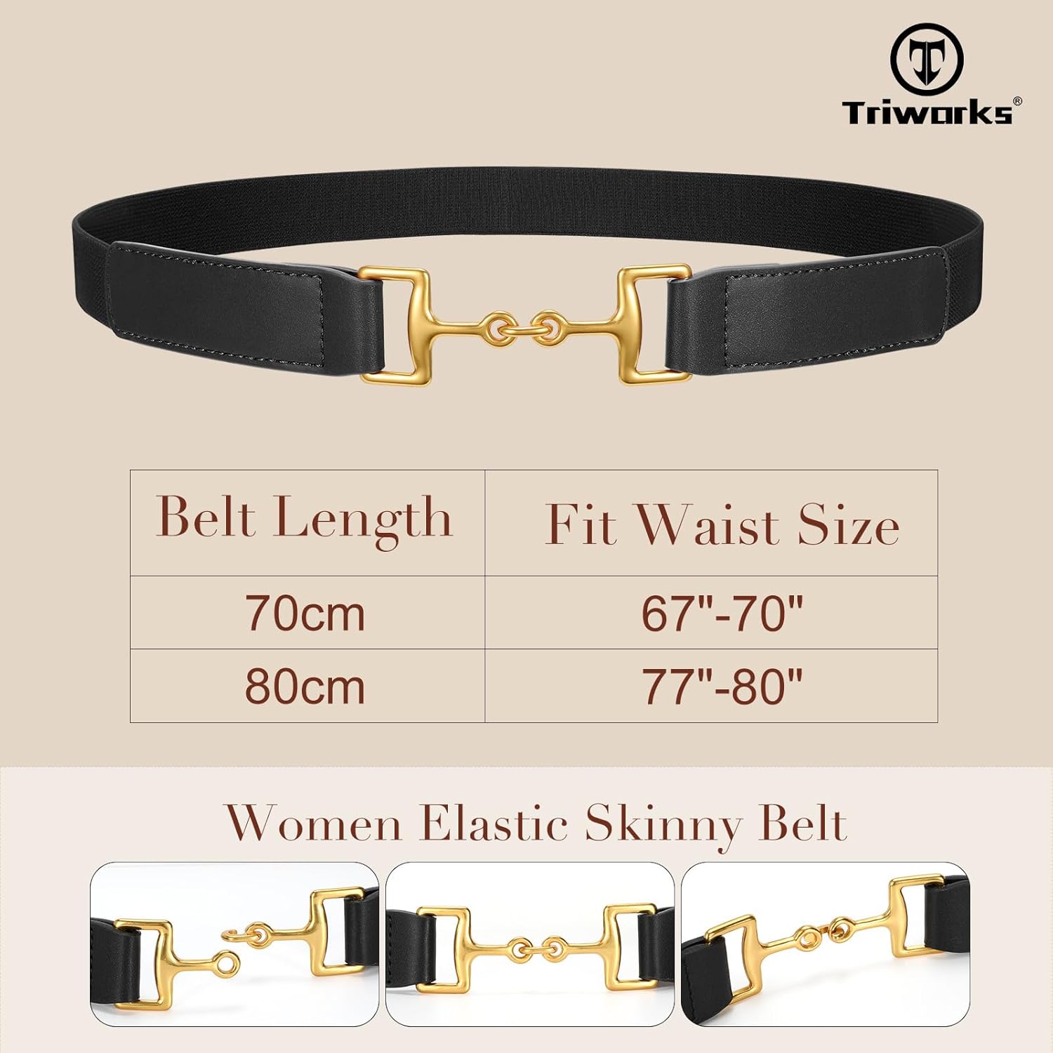 Belts for Women Adjtable Skinny Elastic Belt for Dresses V1258-DP02-E-296