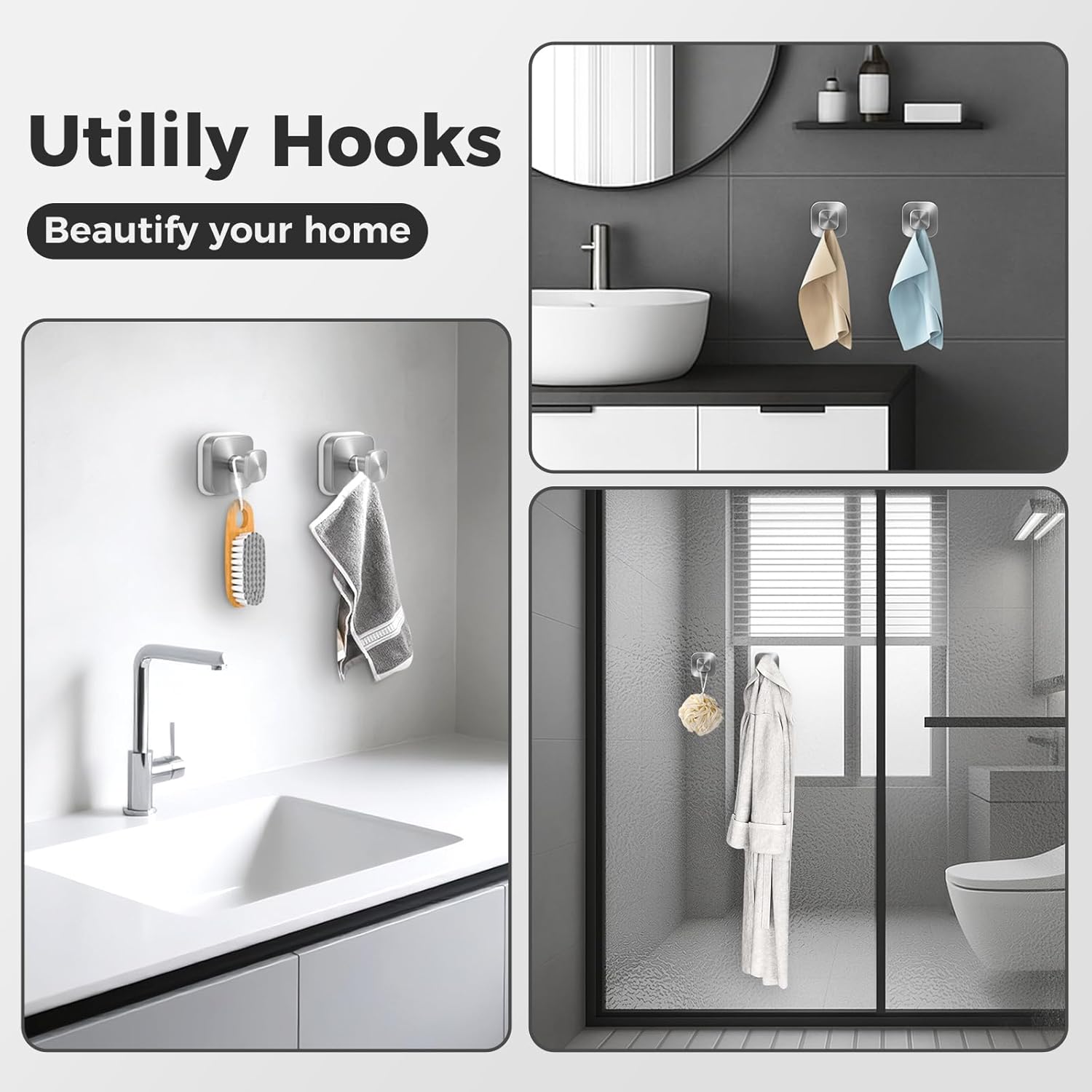 Shower Hooks for Inside Shower,Reable Suction Cup Hooks for Glass Window,Mirror,Removable Towel Hooks for V1258-DP02-E-300