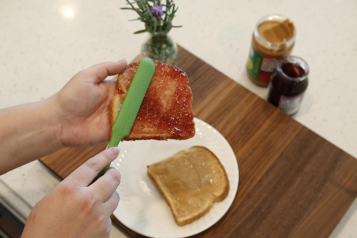 Small Silicone Spatula - 9.5 Inch Non Stick Spatula - Heat Resistant Jar Scraper - BPA Free & Dishwasher Safe V1258-DP02-E-301