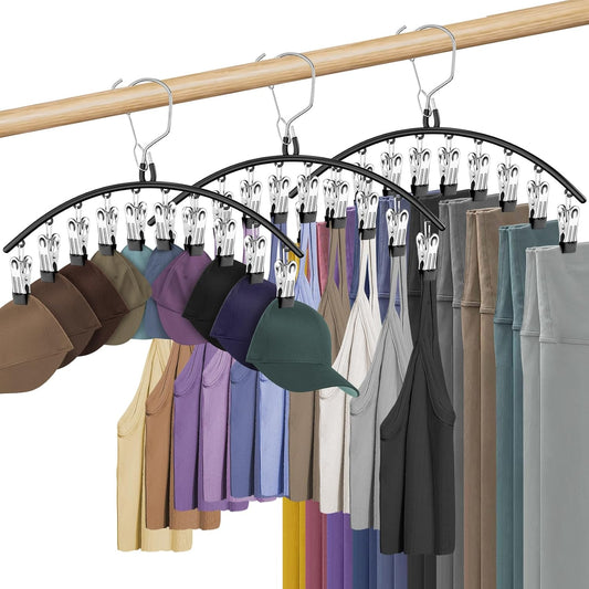 3 Pack Skirt Pants Hangers with Clips, Legging Organizer for Closet Hanging with 10 Cilps Holds 30 V1258-DP02-E-309