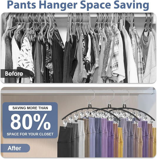 3 Pack Skirt Pants Hangers with Clips, Legging Organizer for Closet Hanging with 10 Cilps Holds 30 V1258-DP02-E-309