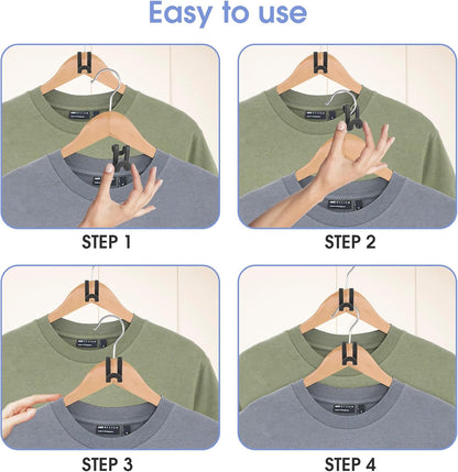 100Pcs Space Saving Hanger Hooks, Plastic Clothes Hanger Connector Hooks, Heavy Duty Space Saver Hanger V1258-DP02-E-312