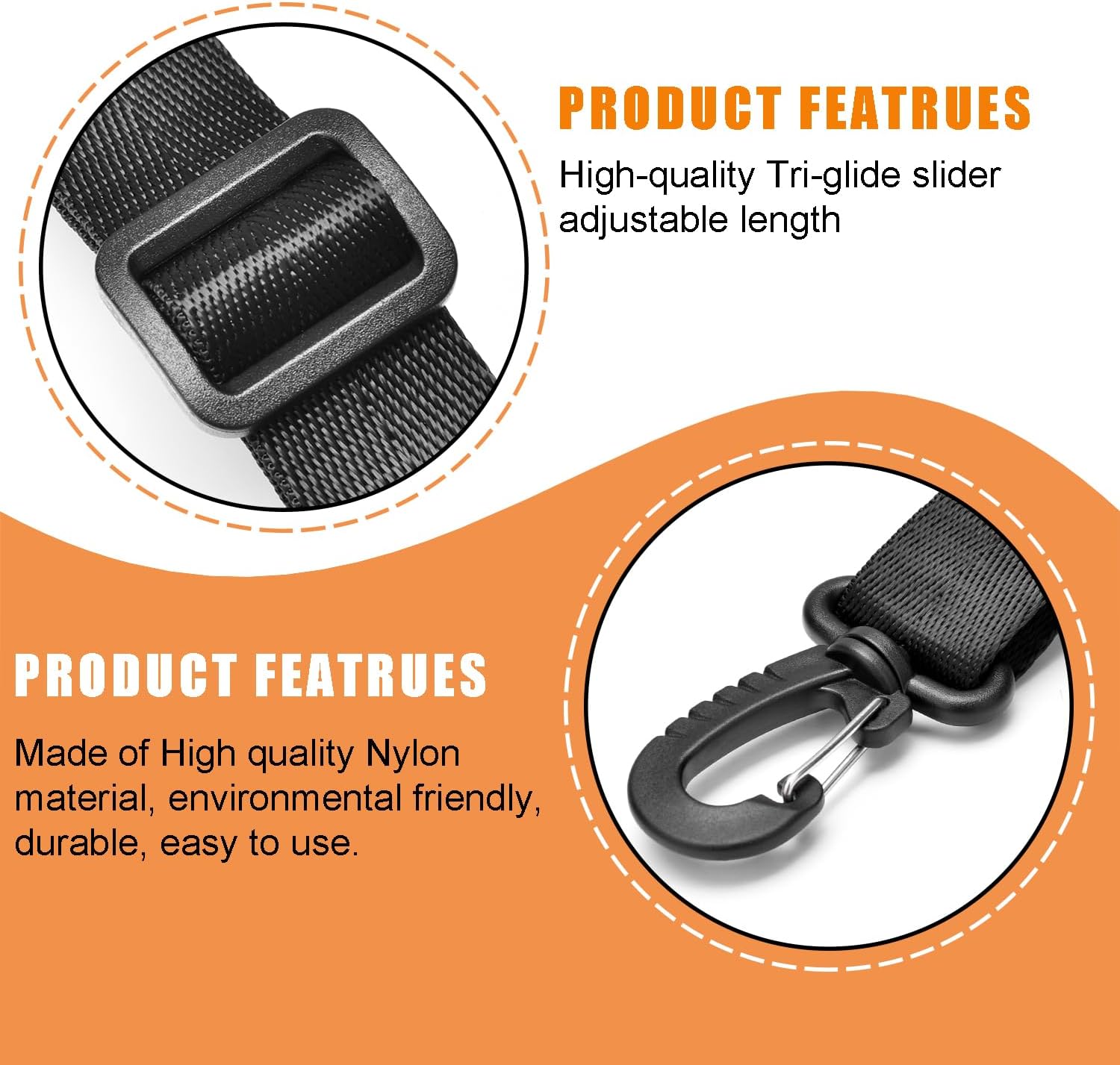 CooBigo 1" Plastic Clip Snap Hook Replacement Buckles Tri-Glide for Webbing Strap Crafting Accessories 6 Set V1258-DP02-E-32