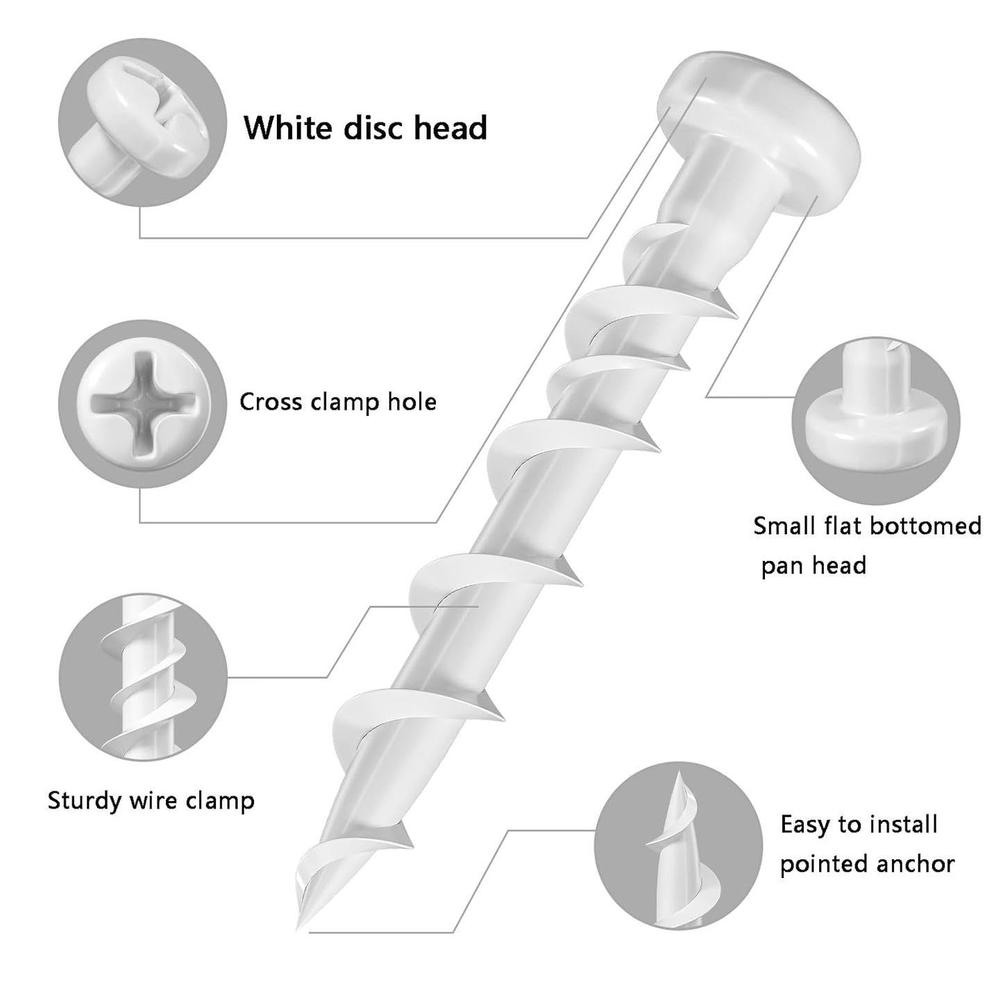 (100 pcs) Pan Head Drywall Anchors 1-1/4" White Anti Rt Coating, Bolt Anchor, Duty Hollow Wall Anchors V1258-DP02-E-323