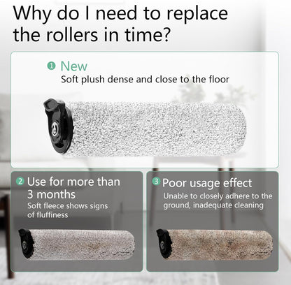Roller Brh Replacement Kit Compatible with Tineco iFloor 2, iFloor 3,Floor One S3 Cordless Wet Dry Vacuum V1258-DP02-E-328
