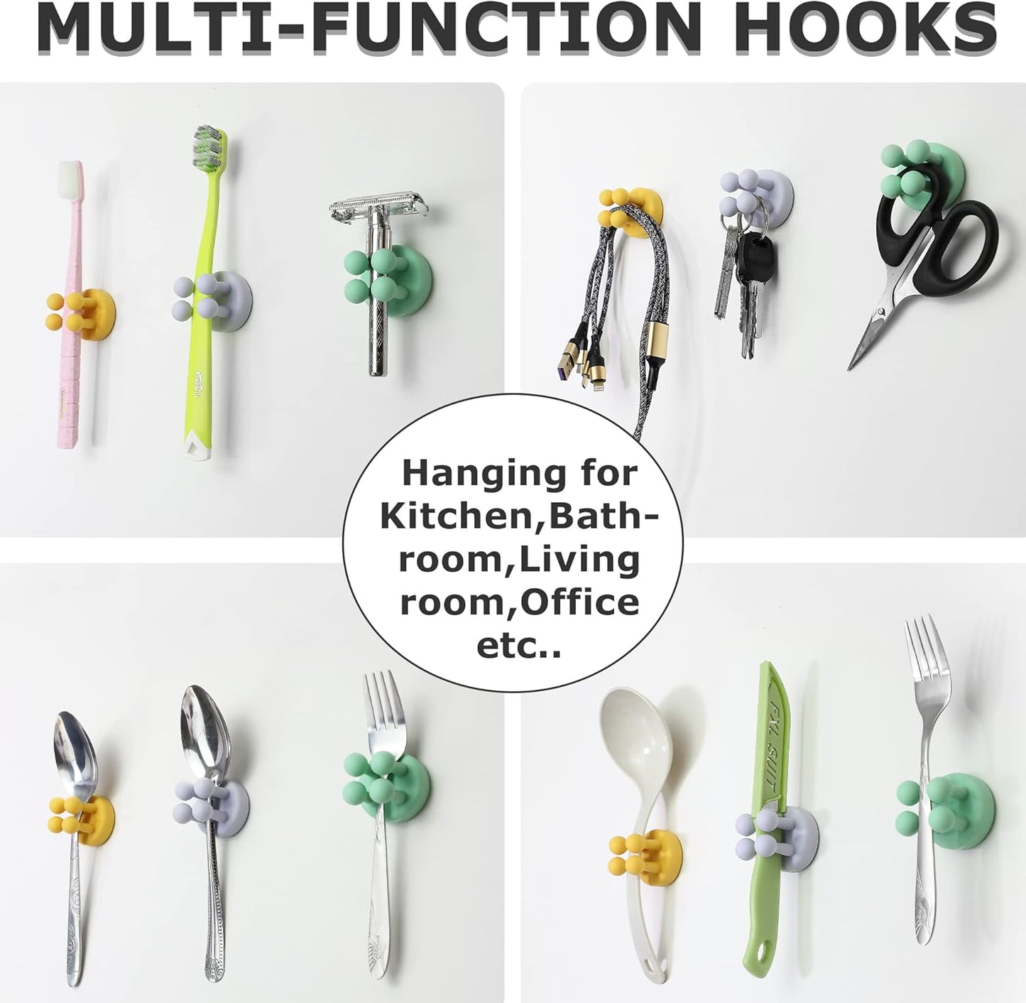 4 pcs Silicone Toothbrh Holder Multi-Function Hook Waterproof self Adhesive Single Toothbrh Hook Plug Holder V1258-DP02-E-333