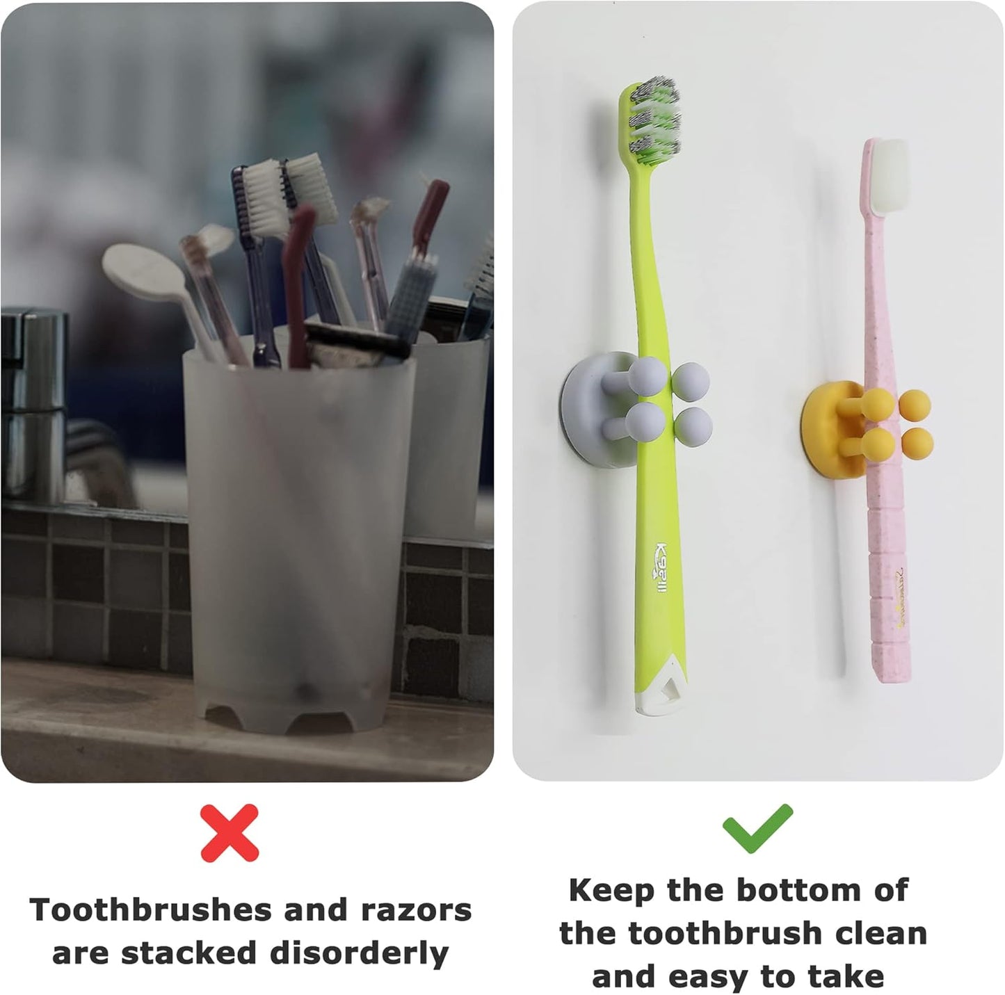 4 pcs Silicone Toothbrh Holder Multi-Function Hook Waterproof self Adhesive Single Toothbrh Hook Plug Holder V1258-DP02-E-333