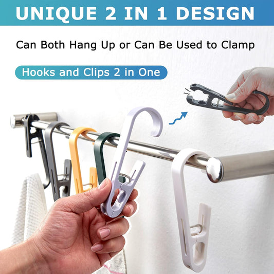 Laundry Hooks with Clips Hanger Closet Organizer Clamps Socks Boot Bras Towels for Bathroom Wardrobe Kitchen V1258-DP02-E-334