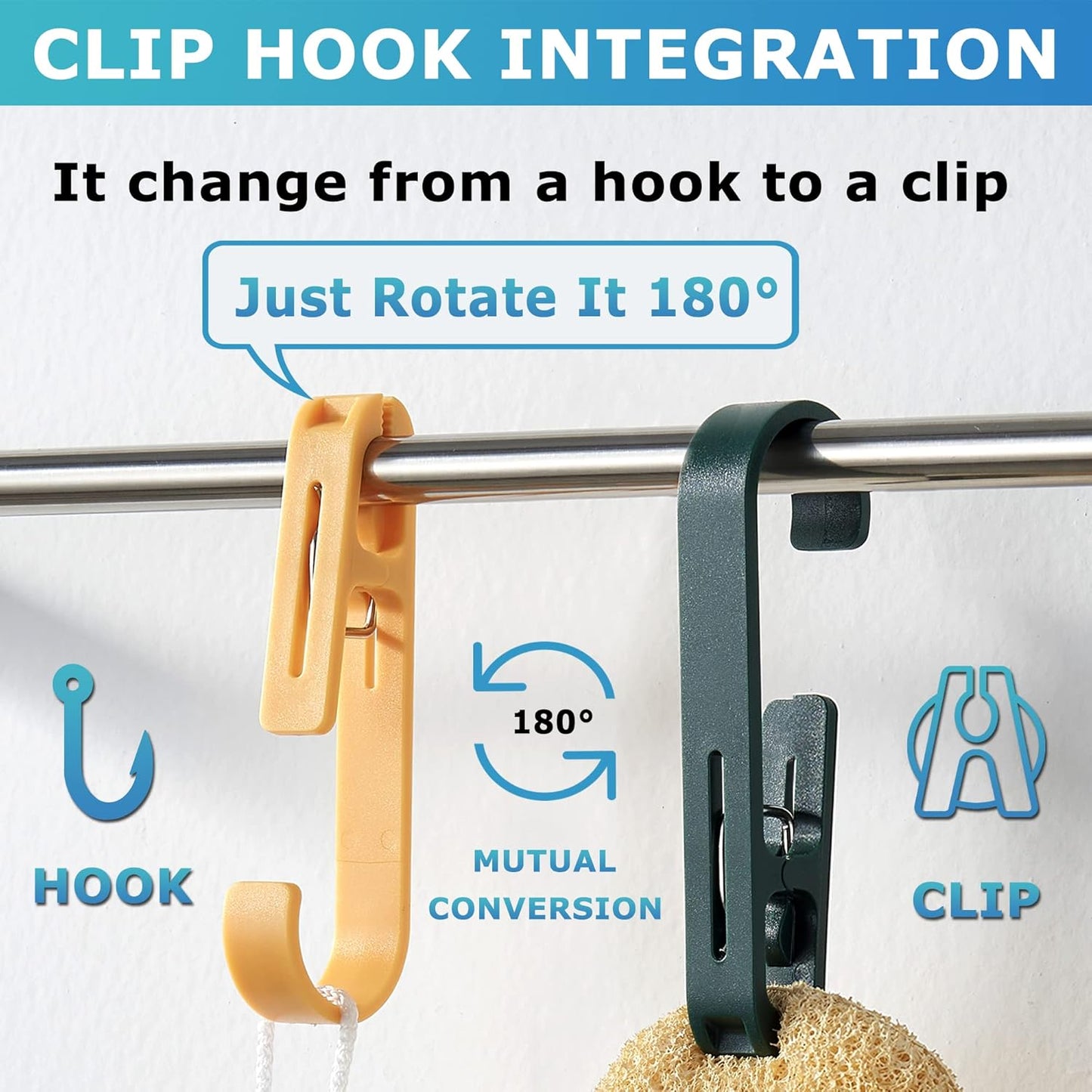 Laundry Hooks with Clips Hanger Closet Organizer Clamps Socks Boot Bras Towels for Bathroom Wardrobe Kitchen V1258-DP02-E-334