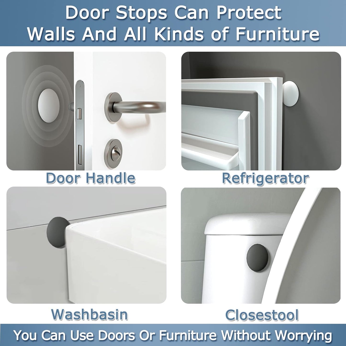 Door Stoppers Wall Protector Buffer Guard Doorknob Door Handle Bumper Self Adhesive Silencer Soft Rubber V1258-DP02-E-335