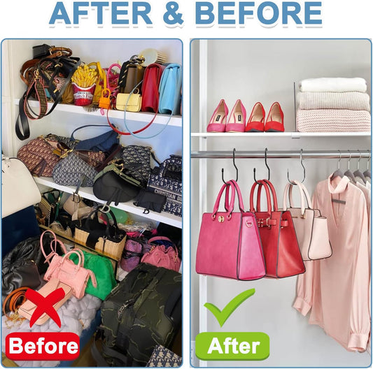 Purse Hanger for Closet, Unique Twist Design Bag Hanger Purse Hooks, 5 inch Large Size Closet Rod Hooks for V1258-DP02-E-336