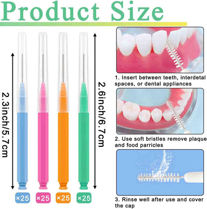 100pcs Interdental Brhes Dental Cleaning Tools Tooth Floss Picks Oral Hygiene Toothpicks V1258-DP02-E-337