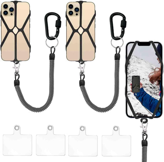 2 Pcs Phone Lanyard Strap with Carabiner - Drop-Prevention Accessory for Outdoor Activities like Ski, Hike, V1258-DP02-E-342
