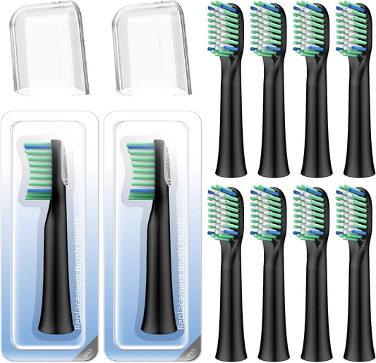 10 Pack Toothbrh Replacement Heads Compatible with Rtauys M5 Sonic Electric Toothbrh(Black, 10 Count(Pack of V1258-DP02-E-343