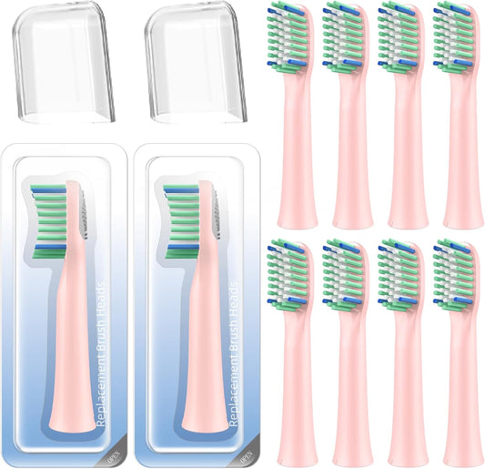 10 Pack Toothbrh Replacement Heads Compatible with Rtauys M5 Sonic Electric Toothbrh (Pink, 10 Count(Pack of V1258-DP02-E-344
