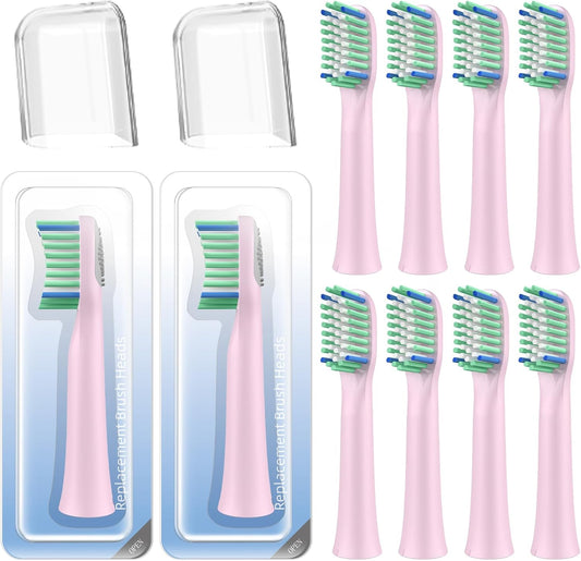 10 Pack Toothbrh Replacement Heads Compatible with Rtauys M5 Sonic Electric Toothbrh (Sakura Pink, 10 V1258-DP02-E-345