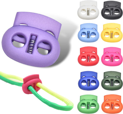 CooBigo Plastic Cord Locks for Drawstrings Double Hole Spring Stopper Fastener Slider Toggles End V1258-DP02-E-35