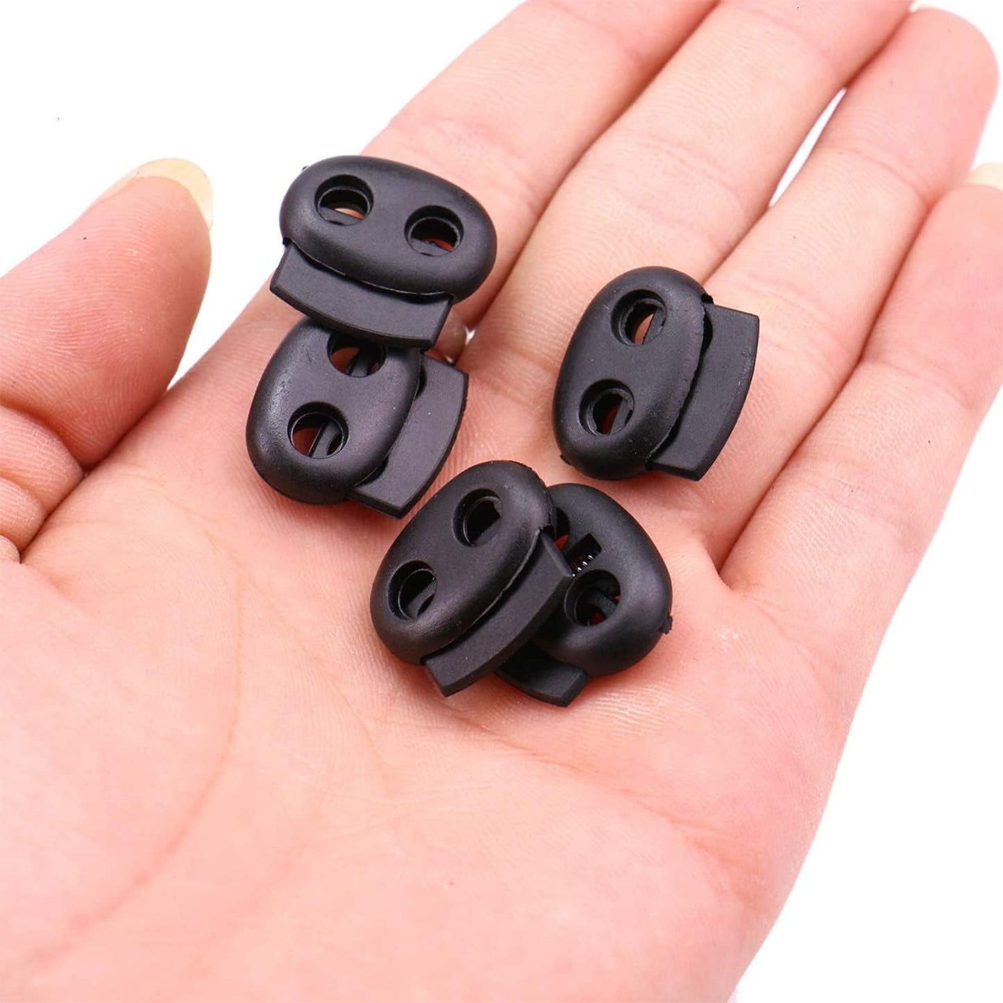 CooBigo Plastic Cord Locks for Drawstrings Double Hole Spring Stopper Fastener Slider Toggles End V1258-DP02-E-35