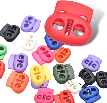 CooBigo Plastic Cord Locks for Drawstrings Double Hole Spring Stopper Fastener Slider Toggles End V1258-DP02-E-35