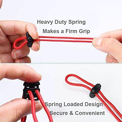 CooBigo Plastic Cord Locks for Drawstrings Double Hole Spring Stopper Fastener Slider Toggles End V1258-DP02-E-35