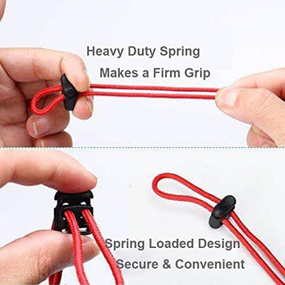 CooBigo Plastic Cord Locks for Drawstrings Double Hole Spring Stopper Fastener Slider Toggles End V1258-DP02-E-35