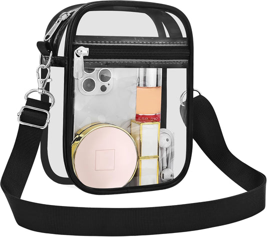 Clear Purse Stadium Transparent Messenger Bag Stadium Approved for Men and Women Clear CrossBody Bag V1258-DP02-E-350