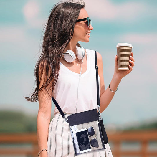 Clear Stadium Approved Crossbody Bag Transparent Tote Purse for Work Concert Sports V1258-DP02-E-351