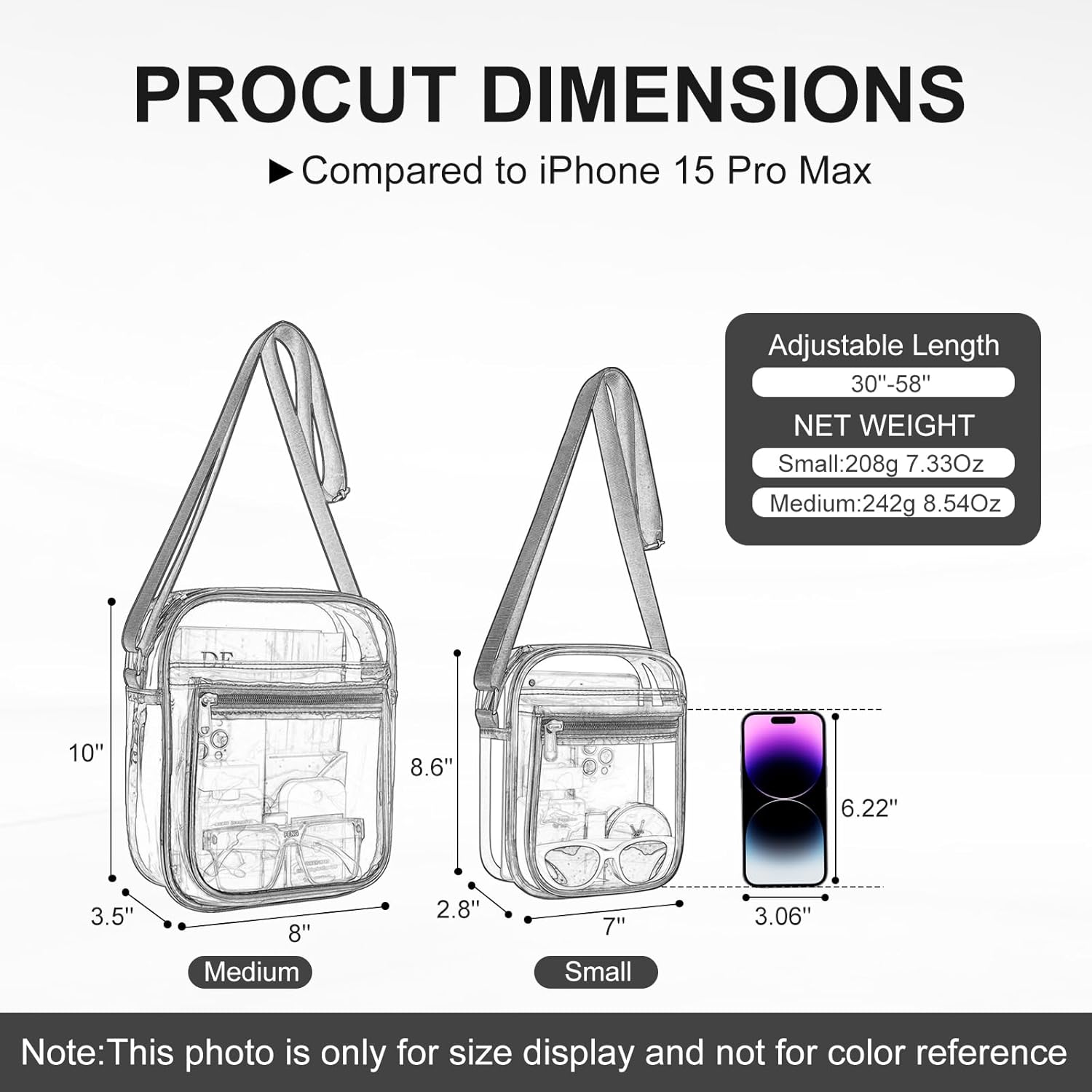 Clear Bag for Stadium Events Clear Messenger Bag for Men and Women V1258-DP02-E-352