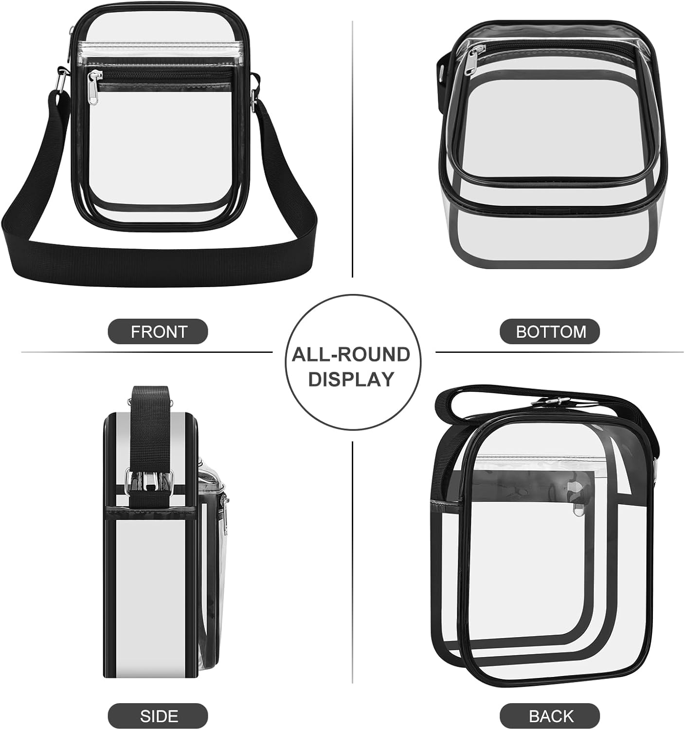 Clear Bag for Stadium Events Clear Messenger Bag for Men and Women V1258-DP02-E-352