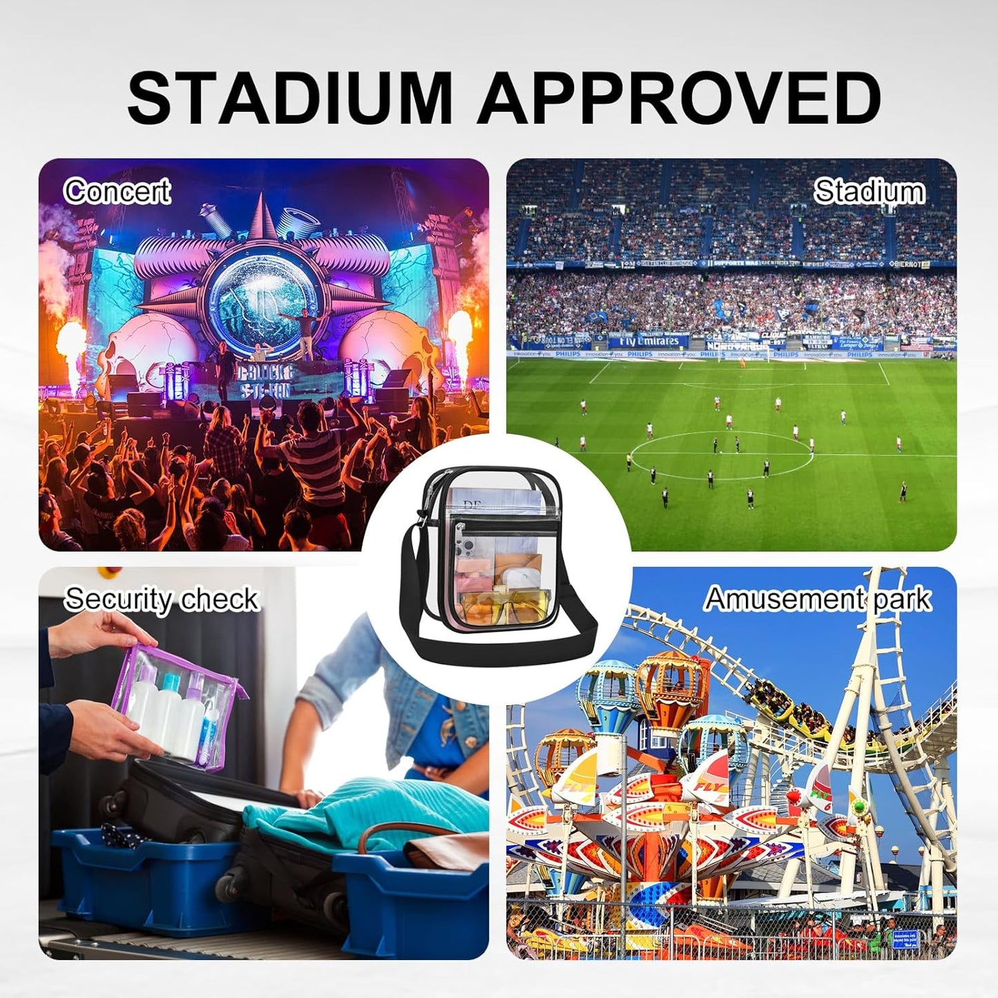 Clear Bag for Stadium Events Clear Messenger Bag for Men and Women V1258-DP02-E-352